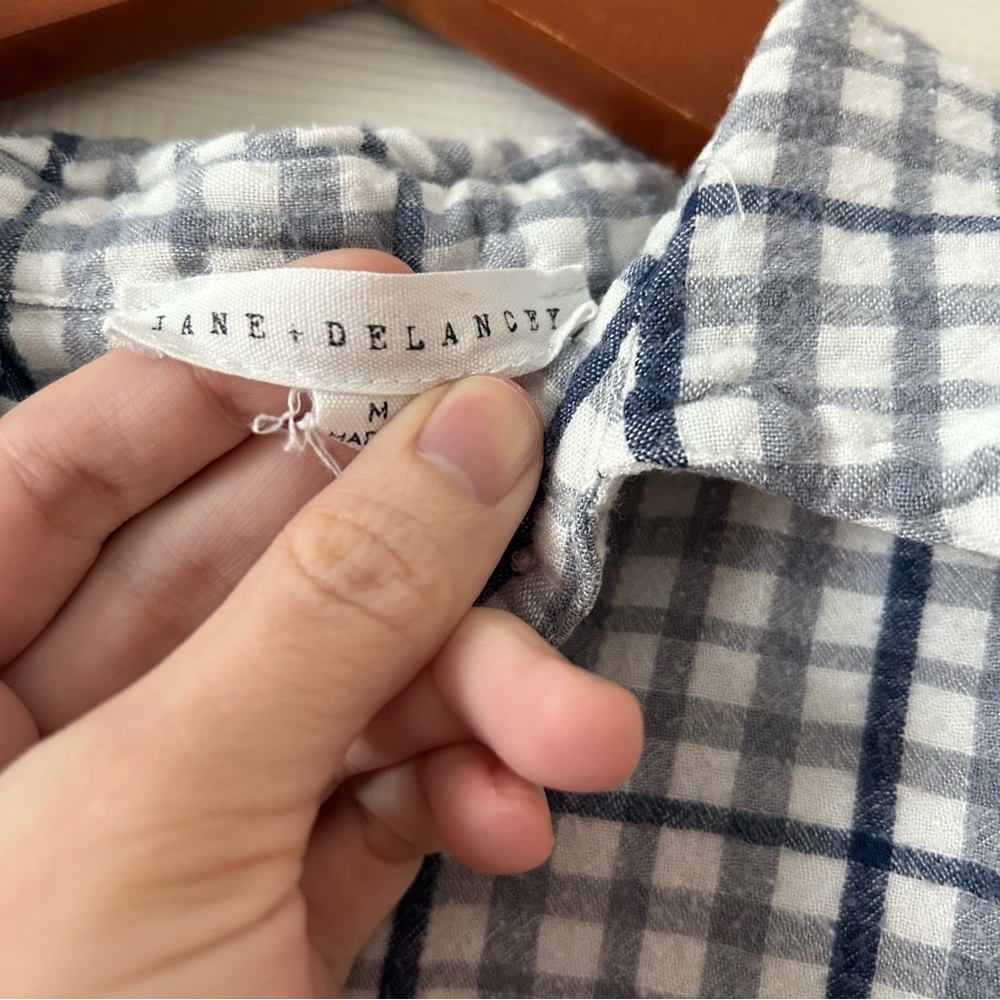 Jane and Delancey Blue and White Plaid Top - Picture 3 of 6